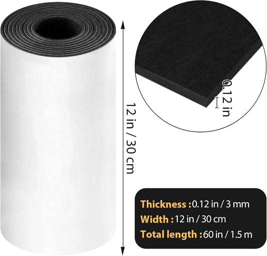 Large Felt Furniture Pads Felt Sheets Felt Strips with Adhesive Backing | Self Adhesive Felt Sheet, Black Felt Roll, for Hardwood Floors, Chair Legs, Crafts and Wall Protection, 12x60x0.12 Inch