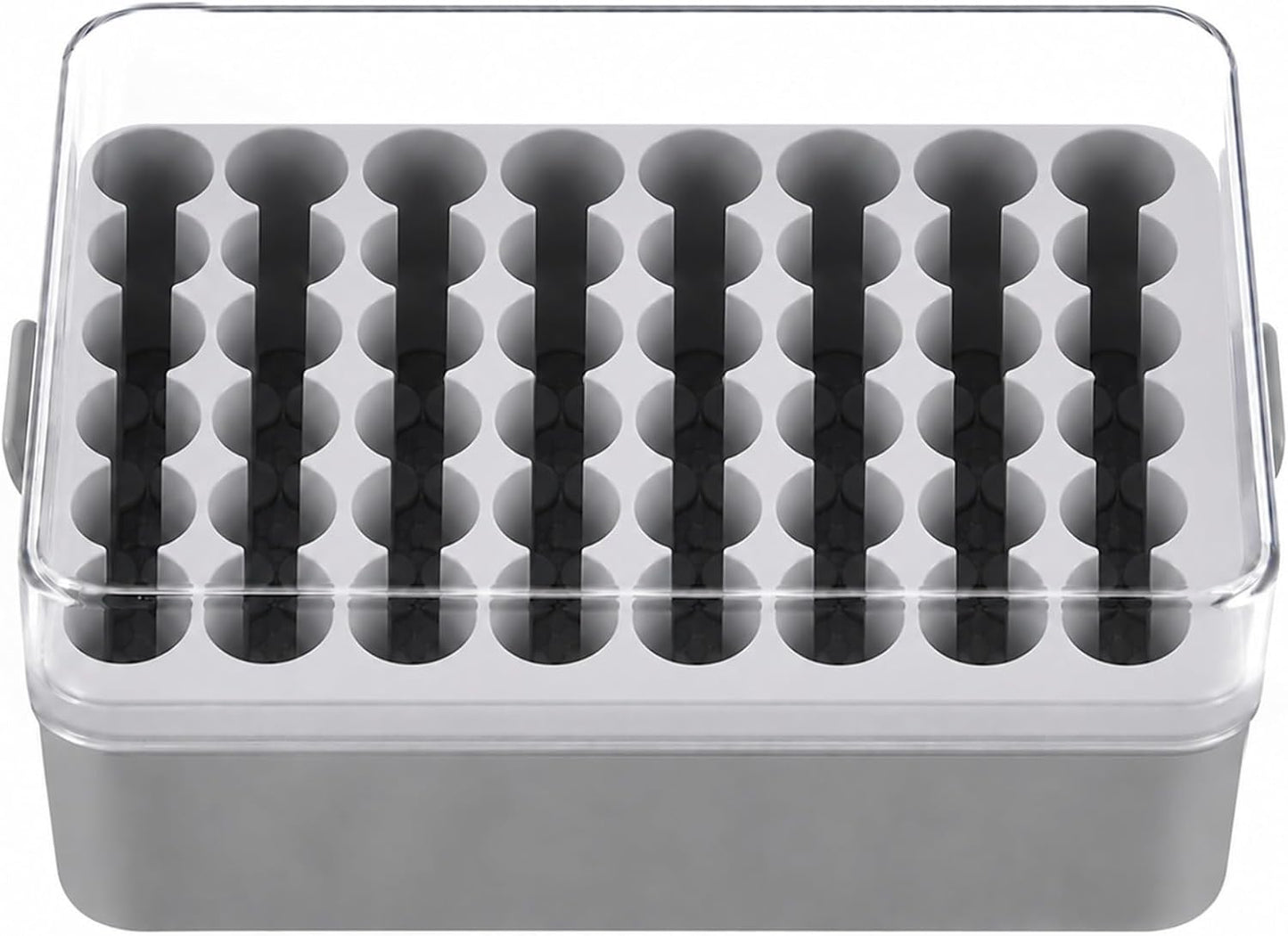 ALCYON Battery Organizer Storage Case, Battery Vault Box Container for 48pcs AA Batteries, Plastic Clear Protective Battery Holder for Travelling/Home/Office (Black, Large)