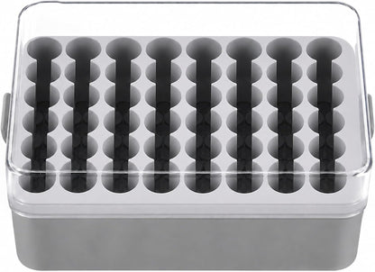ALCYON Battery Organizer Storage Case, Battery Vault Box Container for 48pcs AA Batteries, Plastic Clear Protective Battery Holder for Travelling/Home/Office (Black, Large)