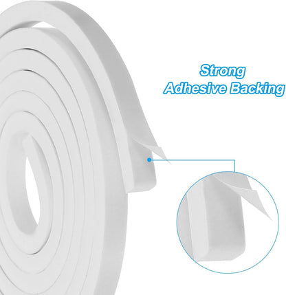 PATIKIL Weather Stripping Door Seal Strip, 3/8 Inch x 1/4 Inch x 32 Ft Self Adhesive Soundproof High Density Foam Tape Insulation for Door Window Air Conditioning, White - Colors A