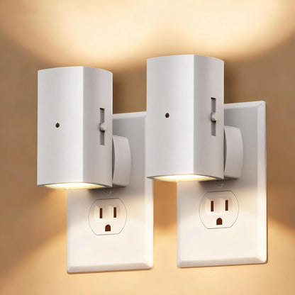 Brightown 2 Pack Night Lights Plug Into Wall, Modern Night Light with Rotating Plug, Dusk to Dawn Sensor, 0-100LM Stepless Dimming Nightlights, Home Decor for Hallway Bedroom Bathroom, Soft White