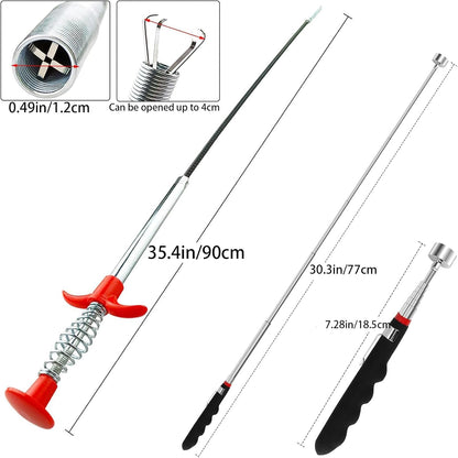 Drain Snake, Drain Clog Remover - Gutter Cleaning Tools Drain Cleaner for Toilet Sewer Shower Kitchen Bathroom Tub Clogged Drains Opener Cleaning Tool, Flexible Grabber Claw Pick Up Reacher (79 inch)