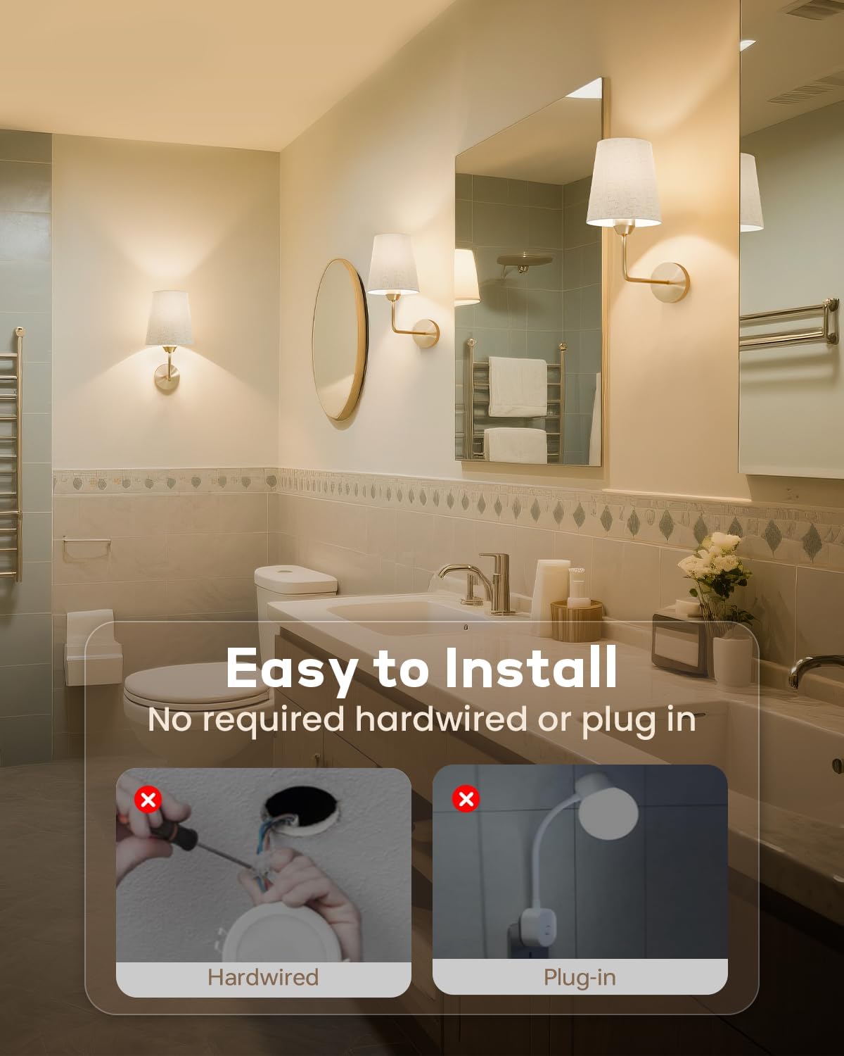 KINDEEP Wall Sconce Set of 2 Battery Operated, Rechargeable Wireless Dimmable Wall Light with RGB, Flash Mode, Remote Timer