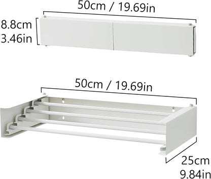 RFOUO Clothes Drying Rack, Laundry Hanger Dryer Rack, Wall Mounted Drying Rack for Laundry, Foldable Drying Rack Indoor Outdoor, 19.7" Wide, 4 Aluminum Rods, 40 lb Capacity (White 19.7")