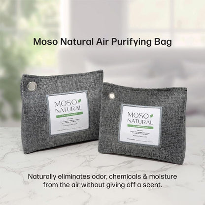 Moso Natural Air Purifying Bag 600g, Premium Charcoal Odor Absorber & Room Deodorizer for Large Spaces — Lasts 2 Years, Bedroom, Basement, Pet Odor Eliminator for Home, Unscented Bamboo Charcoal Bag