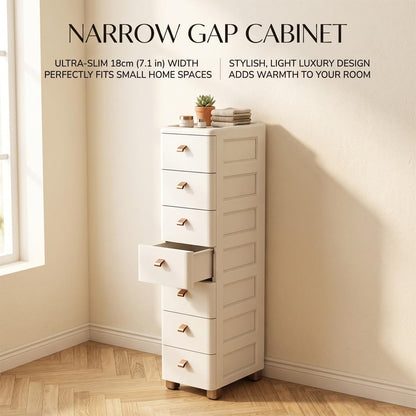 Slim Rolling Storage Cart for Narrow Gaps, 7-Tier Tall Narrow Storage Cabinet with Wheels, Space Saving Organizer for Kitchen, Bathroom, Laundry(A,30cm/11.8in 3-Tier)