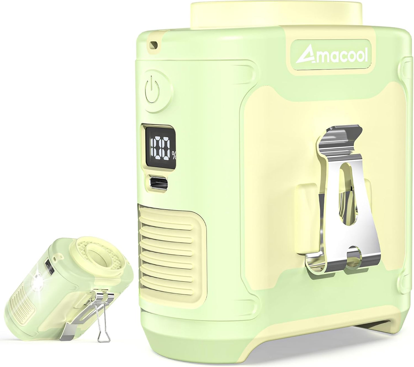AMACOOL Portable Waist Fan Clip On, MAX 40H Work Time, 10000mAh Rechargeable Wearable Shirt Fan with Light, 16000RPM Powerful 5 Speed Belt Fans Personal Cooling Fans for Outdoor Jobsite Camping Travel