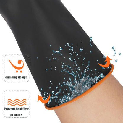 Chemical Resistant Latex Gloves, 14'' 18'' 22'' Industrial Heavy Duty Work Rubber Glove, Black Color One Pair