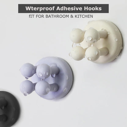 4 pcs Silicone Toothbrush Holder Multi-Function Hook Waterproof self Adhesive Single Toothbrush Hook Plug Holder for Wall for Hanging Bathroom Kitchen Living Room Office