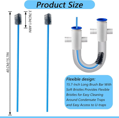 2 PCS Condensate Trap Flexible Drain Brush, 48 Inch Drain Line Cleaning Brush, Condensate Traps Clean for Condensate P-Trap and HVAC Systems