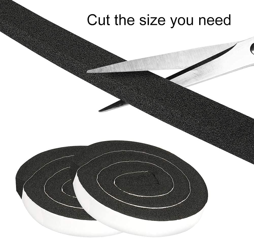 Seal Foam Tape,1/2 Inch W x 1/8 Inch T Weather Stripping for Door and Window,High Density Single Sided Closed Cell Door Insulation Weather Strip, 3 Rolls Total 50FT Black