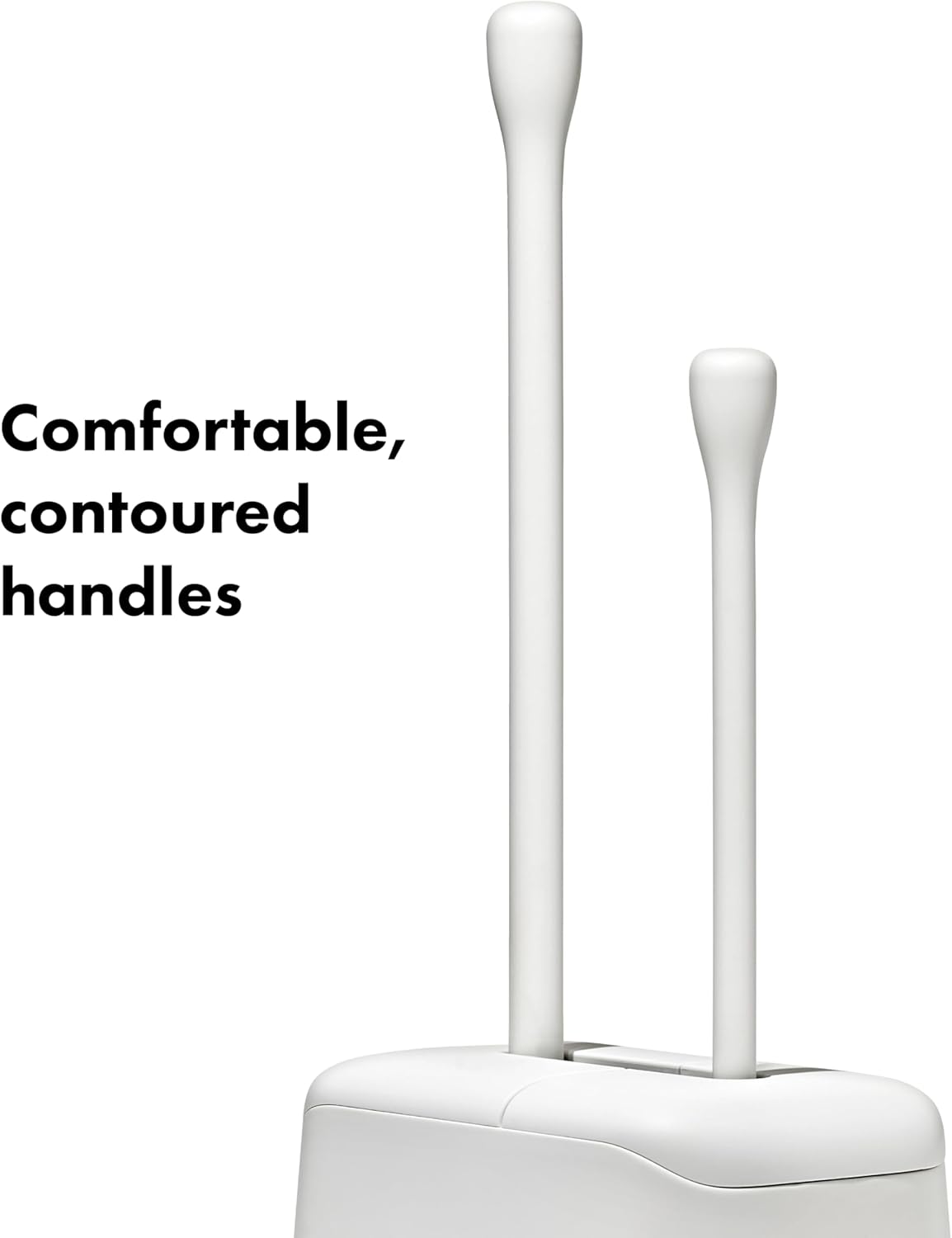 OXO Good Grips Toilet Brush & Plunger Set | Two Bathroom Essentials in one Space-Saving Canister | Toilet Bowl Cleaner and Plunger with Holder, Perfect for Small bathrooms