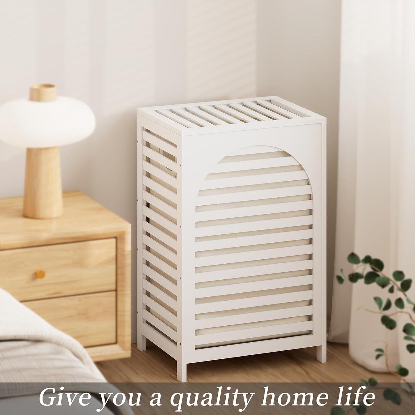 Laundry Hamper with Lid,Bamboo Large Waterproof Clothes Laundry Basket,Removable Washing Bags with Handles,clothes basket (Natural)