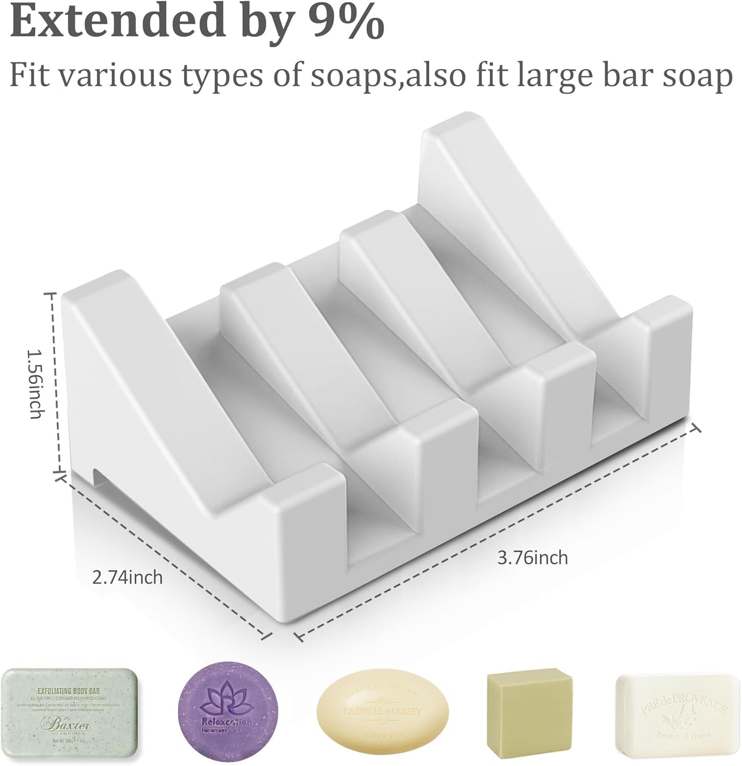 Silicone Soap Dish Set,3PCS Self Draining Soap Holder for Bar Soap | Self draining silicone soap dish with drainage,waterfall design keeps bar soap dry,extended soap holder for shower,bathroom