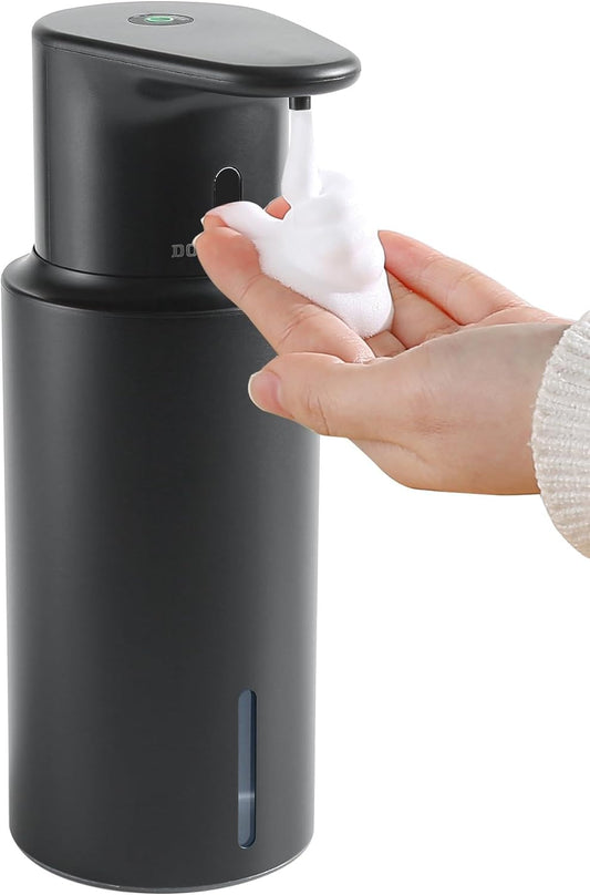 Automatic Foaming Soap Dispenser Touchless, 304 Stainless Steel Bottle Body &16.2oz/480ml Rechargeable, 3 Adjustable Liquid Levels, IPX7 Waterproof, for Kitchen Bathroom, Stainless Steel