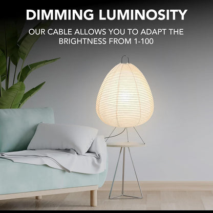 Dimmable Japanese Rice Paper Lantern Lamp,able Paper Lamp, Paper Floor Lamp Style Design for Bedroom/Living Room/Office Soft Light, Warm Light Paper Table Lamp, Ideal for Bedside Table Lamp and Floor