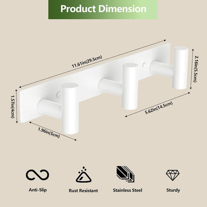 Wall Mounted Coat Rack-3 Hooks, Heavy Duty Stainless Steel Wall Hooks for Towel Coat Bag, Hat Rack Coat Hanger Coat Hooks Towel Racks for Bathroom Entryway Kitchen Office (Silver, 1 Pack)