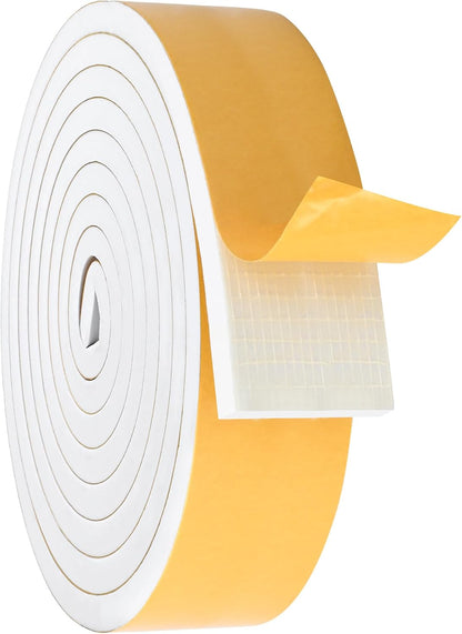 ToLanbbt White Door Window Weather Stripping Self Adhesive Foam Tape High Density Foam Sealing Strip Window Insulation Weatherproof Gasket Tape for Doors and Windows (1/2" W X 1/8" T X 16.5')