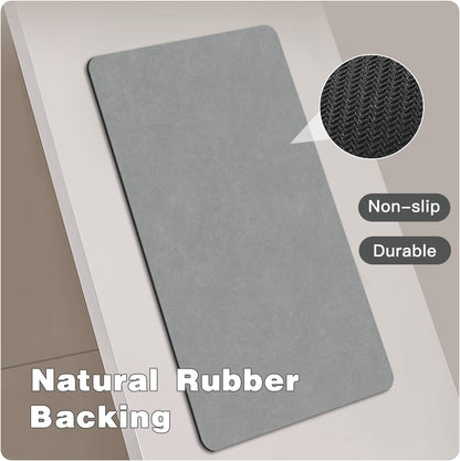 TYUU Bath Mat, Bathroom Rugs Non Slip Washable Thin Absorbent Quick Dry Bath Mat Fits Under Door Bathroom Floor Mat Perfect for Bath, Shower, or Sink 16"x24" Dark Grey