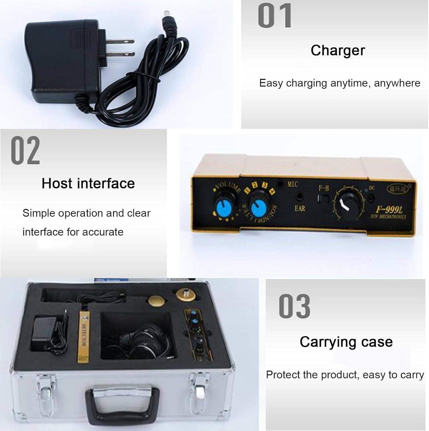 Underground Water Leak Detector, Water Pipe Leakage Monitor, Under Sink Sensor with Headset and Adjustable 4 Gears for Reducing Floor Heating Water Leakage Waste