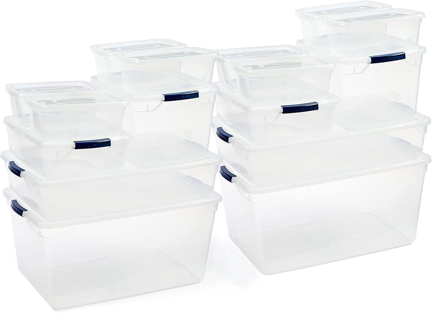 Rubbermaid 68 Quart Under the Bed Low Profile Storage Boxes with Dual Hinged Lids and Easy Rolling Caster Wheels, Clear, 2 Pack