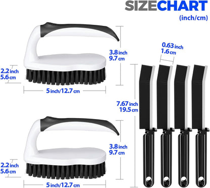 Scrub Brush - 6 Pack, Scrub Brushes for Cleaning, Heavy-Duty Scrub Brush, Stiff Bristles Cleaning Brush, for Kitchen, Bathtub, Floor and Wall Surfaces, Grey