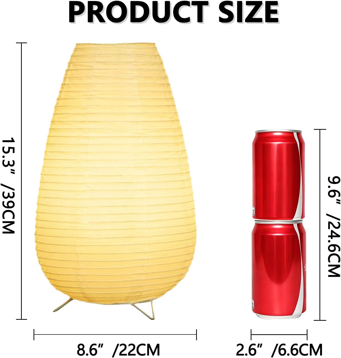 YY YEARCHY Rice Paper Table Lamp 15.3-inch Tall | Push-Button Switch E12 Base Warm Glow Desk Lamp for Bedroom Living Room Office