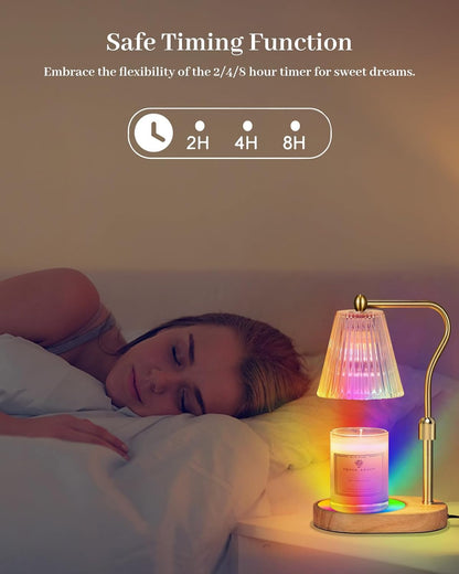 Engpure Candle Warmer Lamp - Candle Warmer Lamp with Timer and Dimmer Adjustable Height,Electric Wax Melt Warmer with 2 Bulbs for Scented Jar Candles Home Decor Mother's Day Gifts, Amber