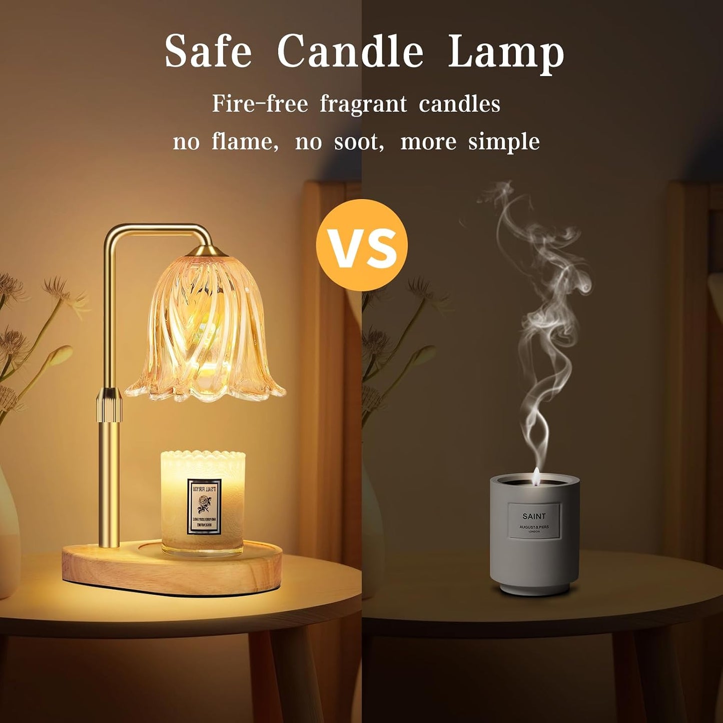 Candle Warmer Lamp with Timer Dimmable: Birthday Gifts for Women Adjustable Height Candles Light Warmers Lamps Gold Crystal Candle Warmer, House Warming Gift New Home Decor, for Women