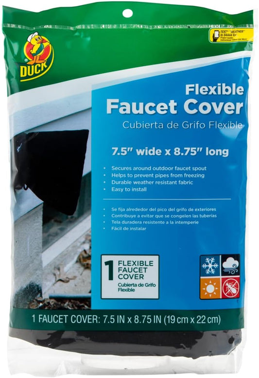 Duck Brand Insulated Soft Flexible Faucet Cover for Freeze Protection, 7.5 by 8.75-Inch, Black (280462) 1-Pack