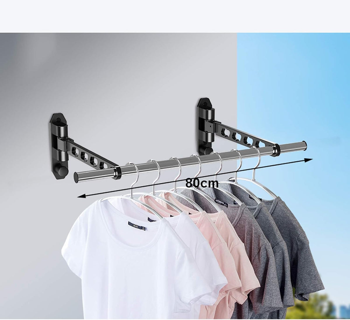 Laundry Rack, Wall-Mounted Airer, Folding Drying Rack Bathroom Invisible Clothes Rail Wall-Mounted Balcony Bathroom Small Clothes Drying Artifact