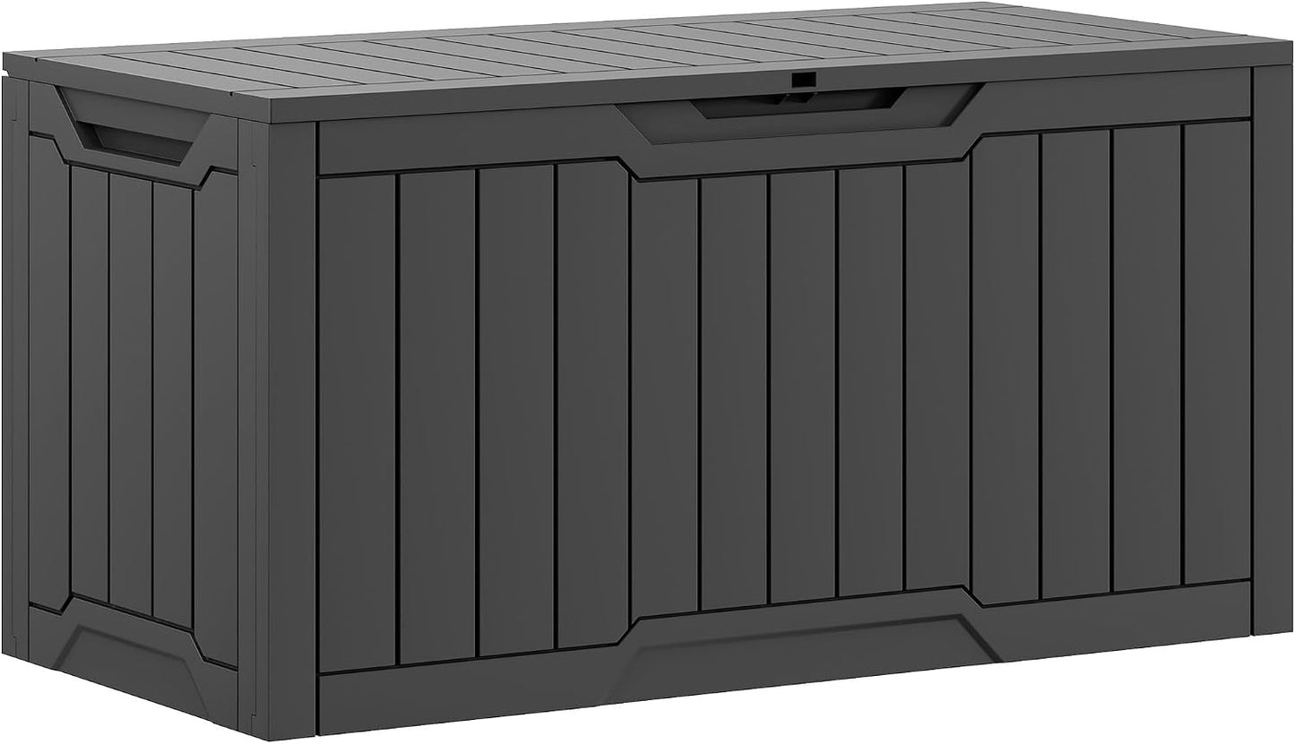 YITAHOME 95 Gallon Outdoor Storage Deck Box | Waterproof Resin Deck Box w/Handles, Lockable Outdside Deck Box for Patio Furniture, Garden Tools, Lockable & UV