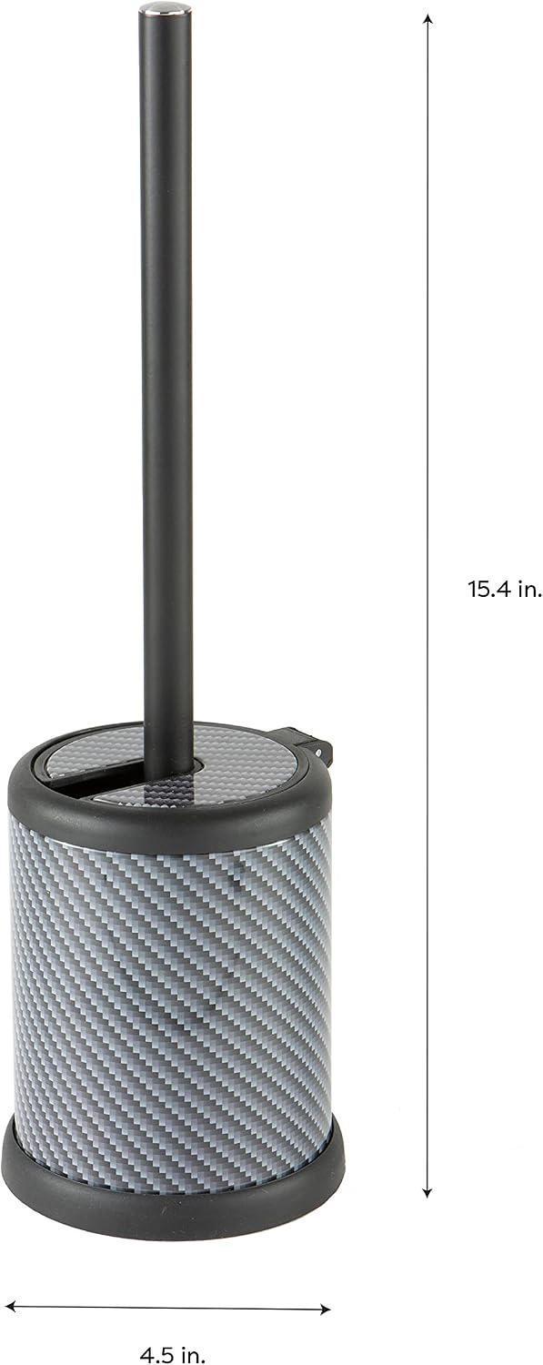 Bath Bliss Toilet Brush and Holder | Self Closing Lid | 360 Degree Brush Head | Bathroom Cleaning | Compact Size | Storage and Organization | Stainless Steel