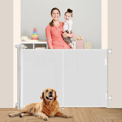 Miumoon 71 inch Retractable Baby Gates 42 inch Tall, Retractable Gate with Reinforced Strip Design to Prevent Crawling Through, 6 FT Retractable Dog Gate for Stairs, Doorways, Hallways, Indoor/Outdoor