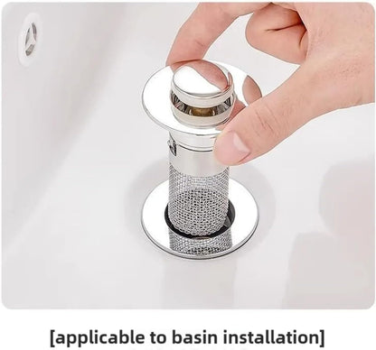 Bathroom Sink Stopper, Stainless Steel Removable Drain Strainer, Hair Catcher Basket, Bathroom Sink Plug Replacement