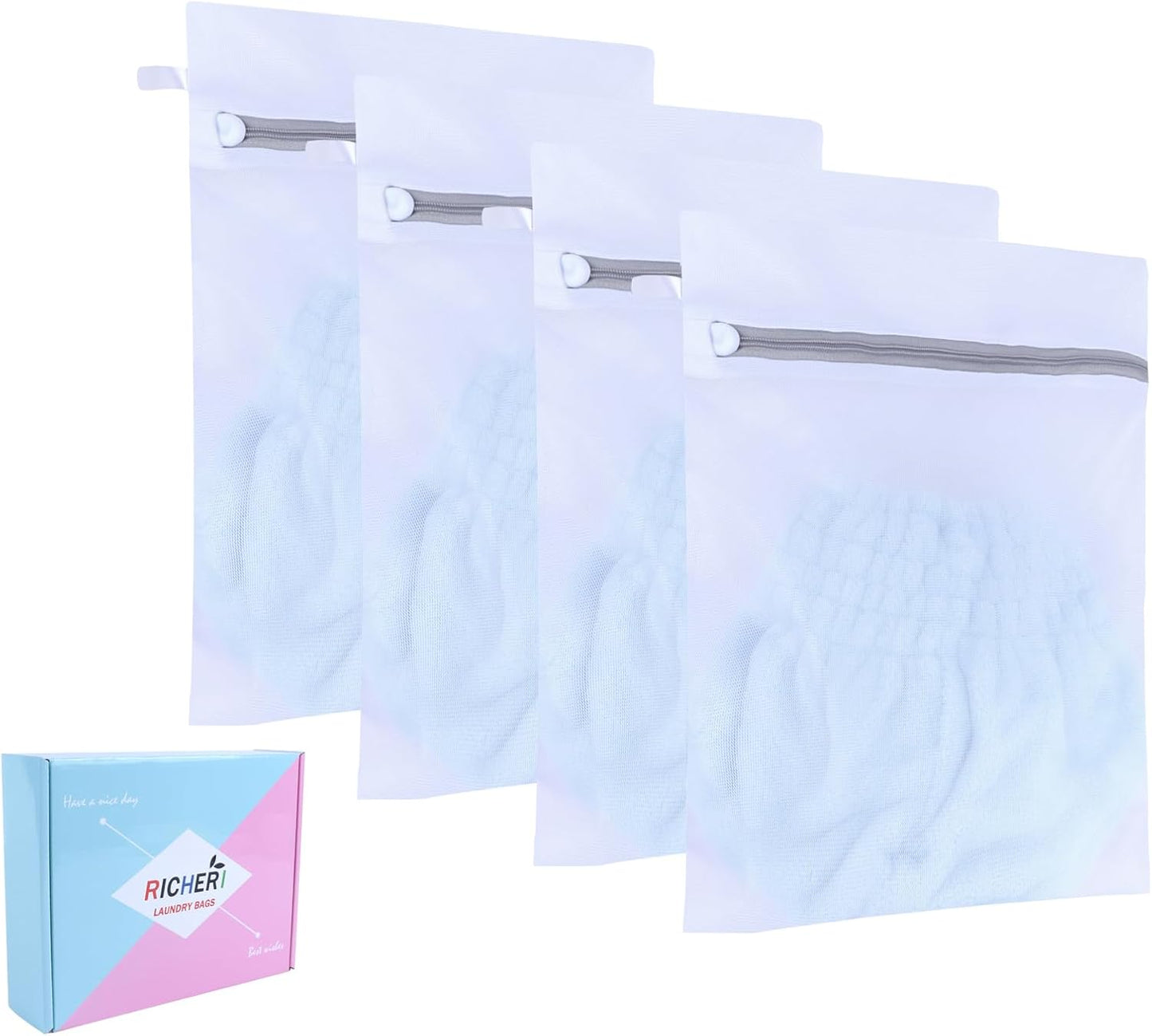 Mesh Laundry Bags, Mesh Wash Bags, Durable Mesh Structure with Strong Zipper, Suitable for Underwear, Delicate Clothes, Pants, Shoes, Socks Washing (Small Fine Mesh, XS 10 * 12in*4pcs)
