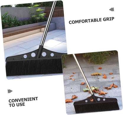Wide Broom Handle Heavy Duty Outdoor Scrub Brush for Garden Cleaning Detachable Stainless Steel Sweeper for Patios Decks and Courtyards