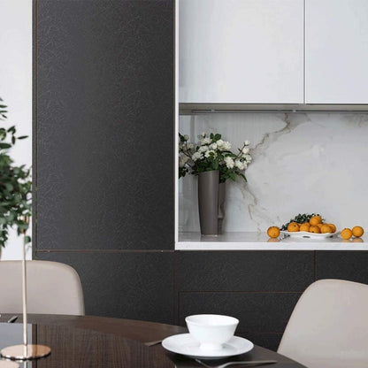15.7" X 118" Black Silk Wallpaper Embossed Self Adhesive Peel and Stick Wallpaper Contact Paper Removable Waterproof Kitchen Vinyl Wrap Cabinet Furniture Textured Renter Friendly Wall Gift Paper