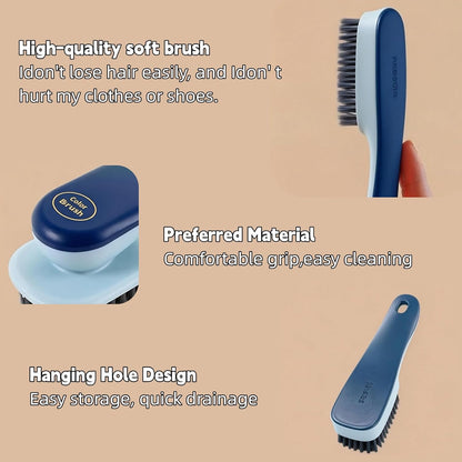Laundry Brush, Shoe Brush, Used for Cleaning Stains, Floor Tiles, Kitchen, Carpet, Household Cleaning,Easy to Hold Set of，Soft Bristle Scrub，Sneaker，2 Pieces(Blue)