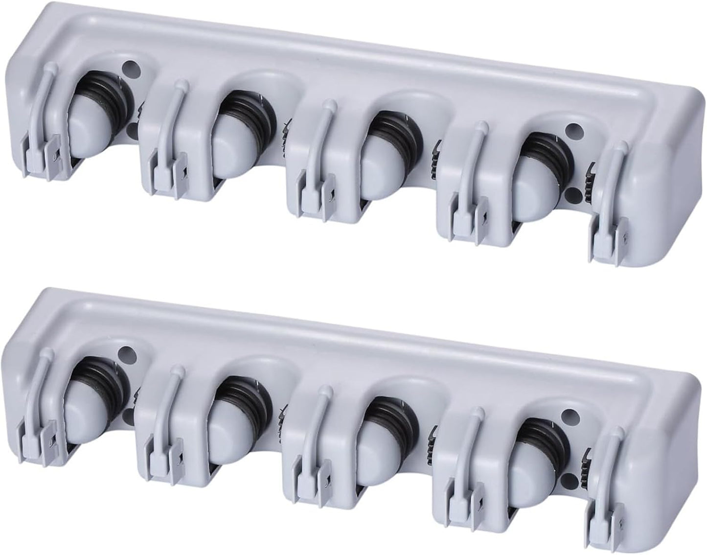 TOGU Mop and Broom Holder Wall Mounted 3 Position Storage Rack with 4 Retractable Hooks Holds up to 7 Tools Utility Weatherproof Holder for Garage Storage Systems Broom Organizer,Gray