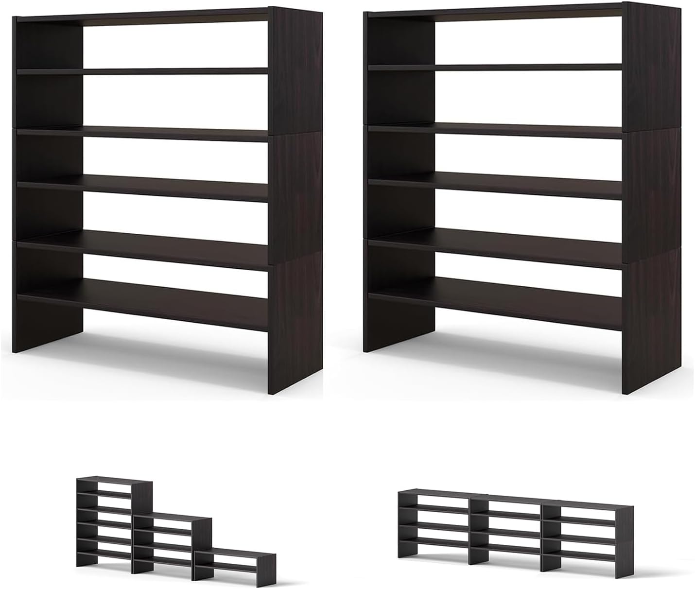 Giantex 3-in-1 Vertical Shoe Rack, 6-Tier Free Standing Shoe Storage Organizer w/Stackable Design for 18 Pairs, 31 Inch Wide Wood Shoe Shelf for Closet, Entryway, Living Room, Office, Brown