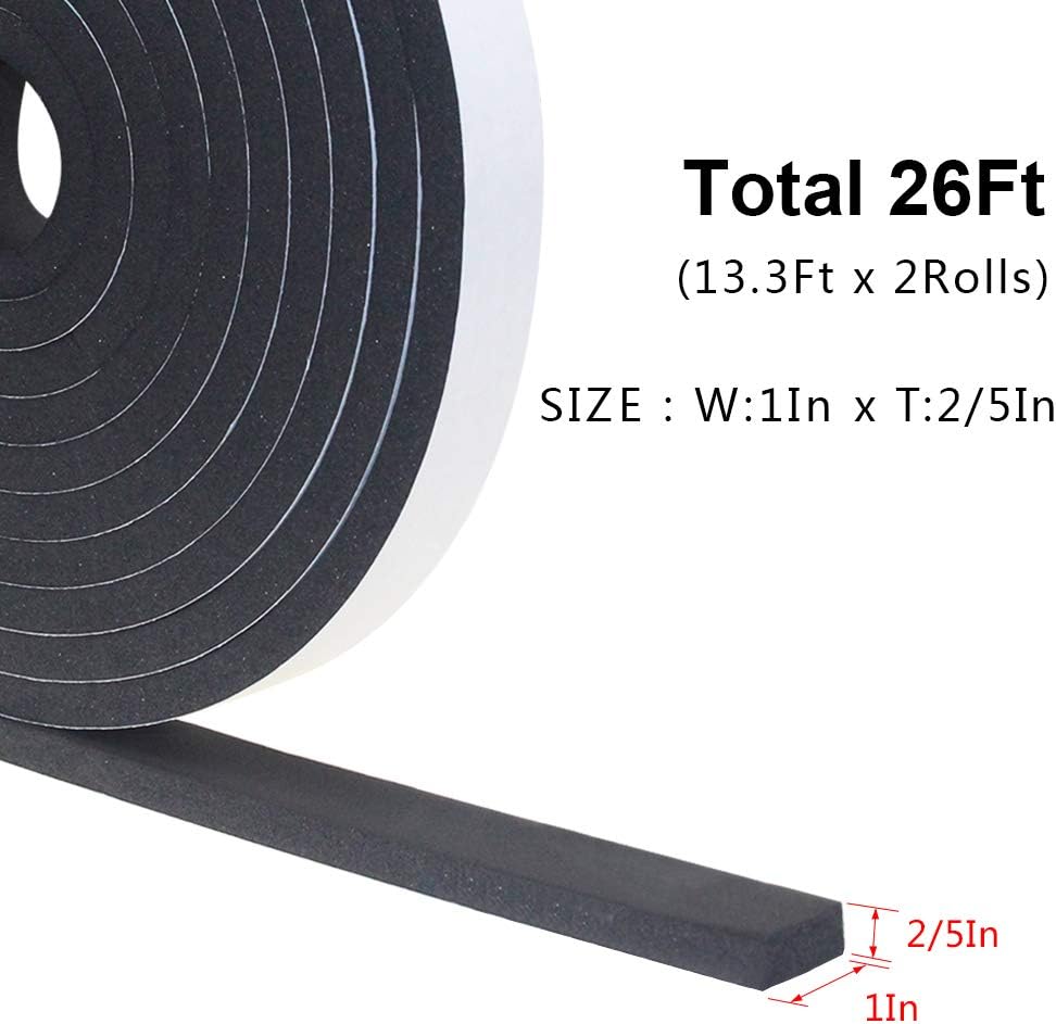 Weather Stripping Door Seal Strip for Doors and Windows, 1In x 1/8In x 33Ft x 2 Roll Foam Insulation Tape Self Adhesive,Sound Proof,Weatherstrip,Pipe Cooling, Air Conditioning Seal Strip - Colors A
