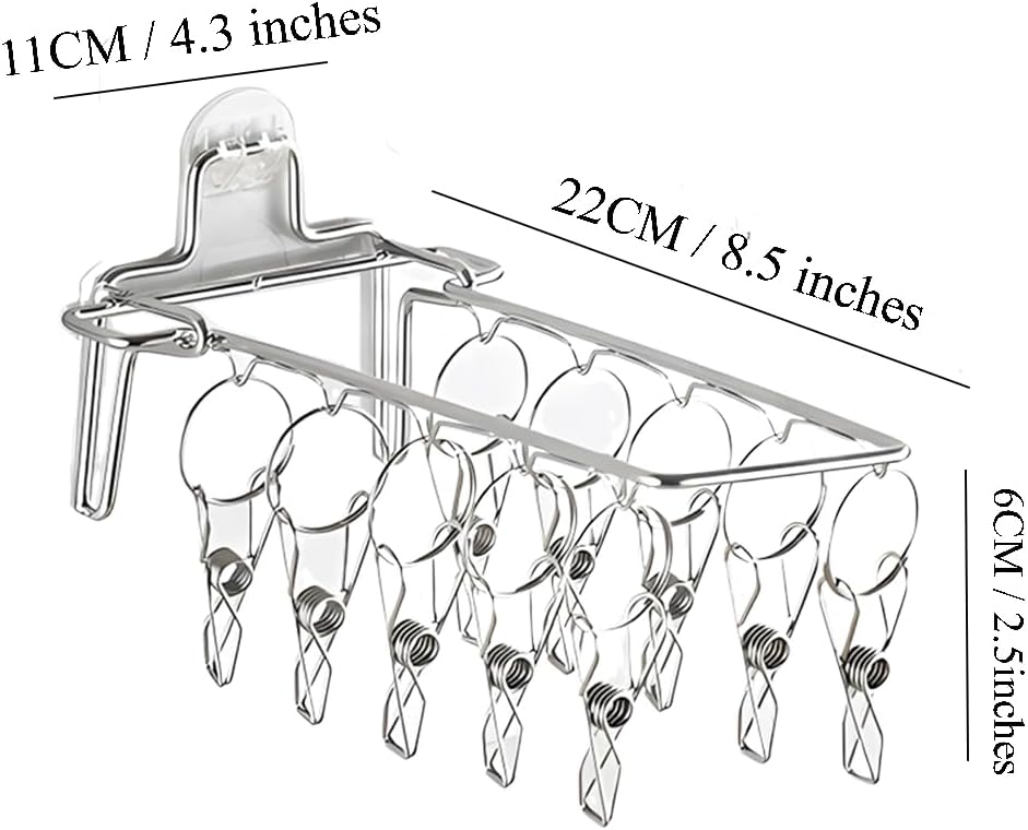 OULIGET Wall Hanging Folding Socks Clip, Bathroom Balcony Folding Clothes Hanger,Sock Hanger for Drying Towel Bra Underwear Sock Clip,10 Clips