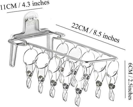 OULIGET Wall Hanging Folding Socks Clip, Bathroom Balcony Folding Clothes Hanger,Sock Hanger for Drying Towel Bra Underwear Sock Clip,10 Clips