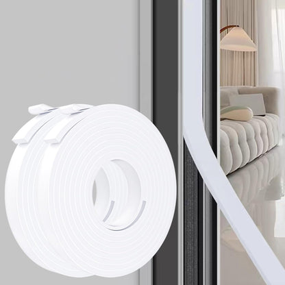 Weather Stripping Door Seal White,1/2Inch Wide X 1/4 Inch Thick,Air Conditioner Window Seal,Self Adhesive Foam Tape High Density Foam Sealing Strip,Soundproof Foam Tape Roll,Total 16.4 Feet Long