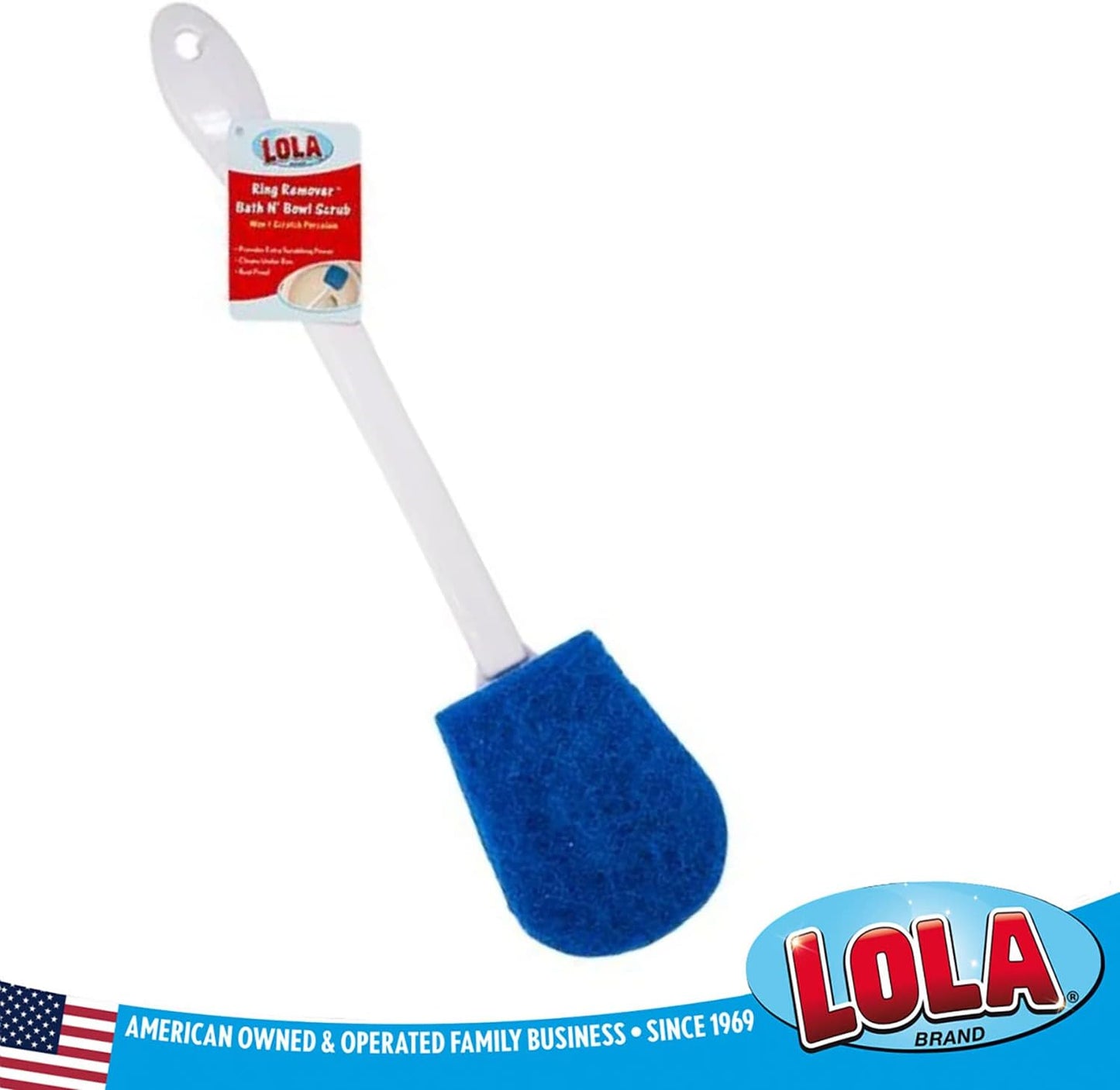 LOLA Toilet Bowl Brush w/Curved Head, Coated Wire, Durable Poly Bristles, Reaches Under Toilet Bowl Rim, 1 Pack
