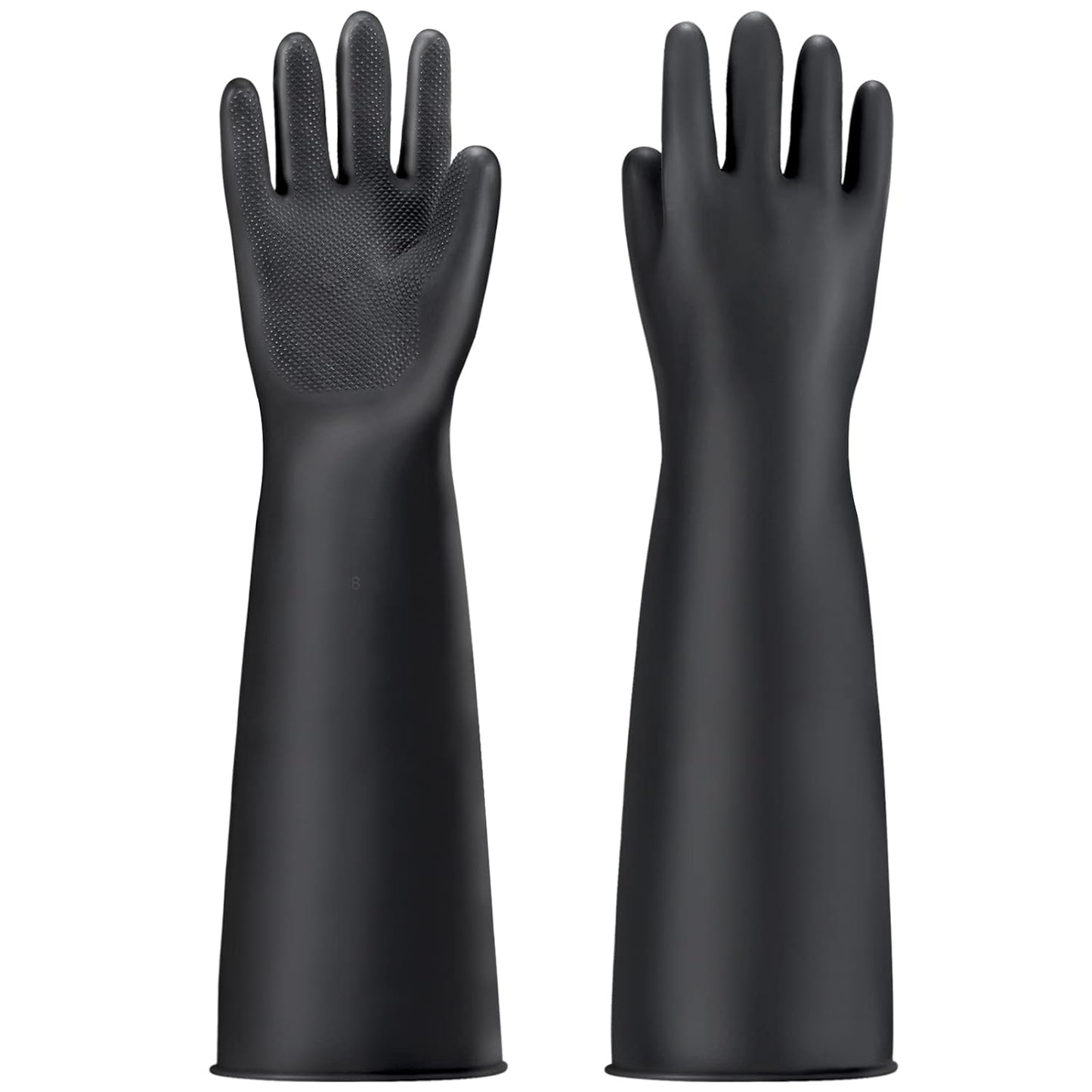 Black Rubber Gloves Extra Large, 22" Long Chemical Resistant Gloves, Waterproof Reusable Dishwashing Household Cleaning Safety Work Heavy Duty Industrial Rubber Glove, 1 Pair XXL