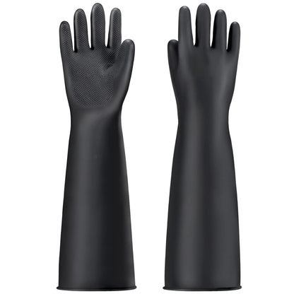 Black Rubber Gloves Extra Large, 22" Long Chemical Resistant Gloves, Waterproof Reusable Dishwashing Household Cleaning Safety Work Heavy Duty Industrial Rubber Glove, 1 Pair XXL