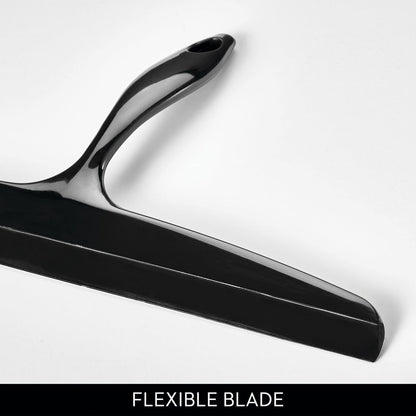 iDesign Plastic Bath Squeegee for Glass with Suction Hook Holder – 12", Clear