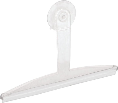 iDesign 22300 Plastic Plastic Suction Squeegee with Storage Hook Shower, Window, and Mirror Accessory for Master, Guest, Kids' Bathroom Cleaning, 12" x 10", Clear